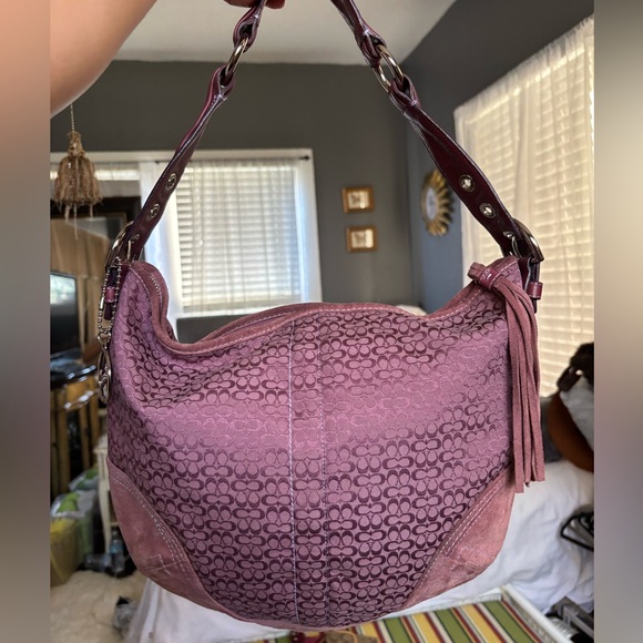 Coach Mauve Pink Jacquard Hobo - Picture 1 of 6